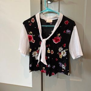 Tie neck floral top